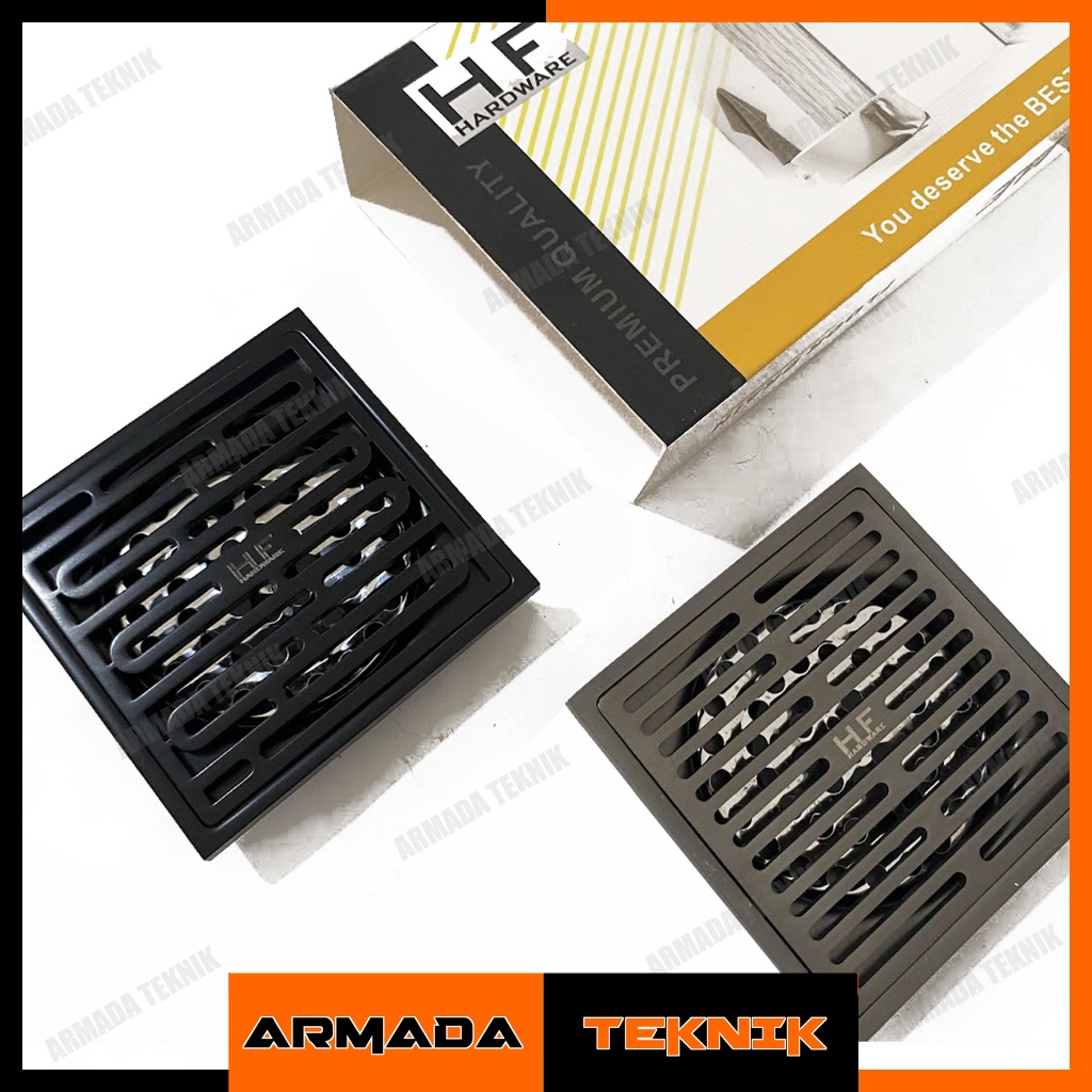 Saringan Got Floor Drain Kamar Mandi HF Premium Series Grey / Black Hitam Doff Stainless Anti Kecoa