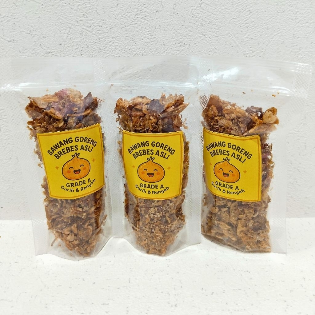 

Bawang Goreng Asli Brebes Grade A 105gram Kemasan Pouch Gurih Renyah