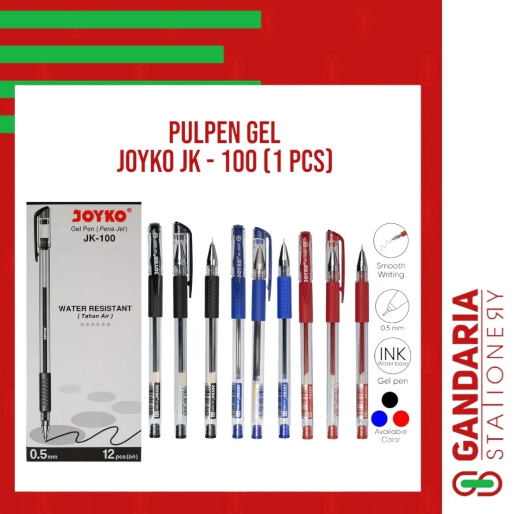 

(1 Pcs) Pulpen Gel / Pena / Pen Jel untuk Kantor dan Sekolah Joyko JK-100 - Hitam dan Biru