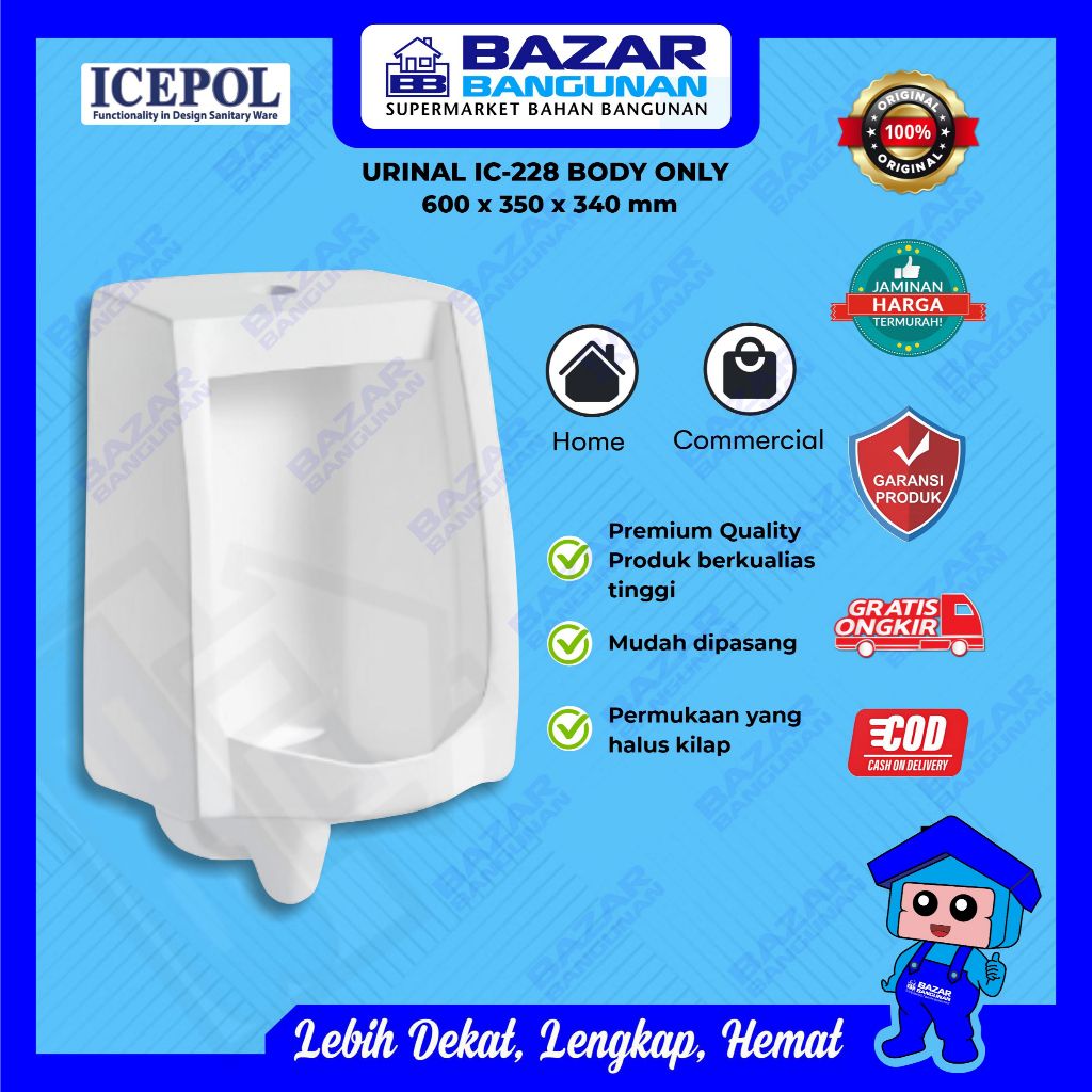 Icepol - Urinal Urinoir Closet Kloset Toilet Pria Berdiri Muslim IC 228 IC228 White Putih Toto Oulu