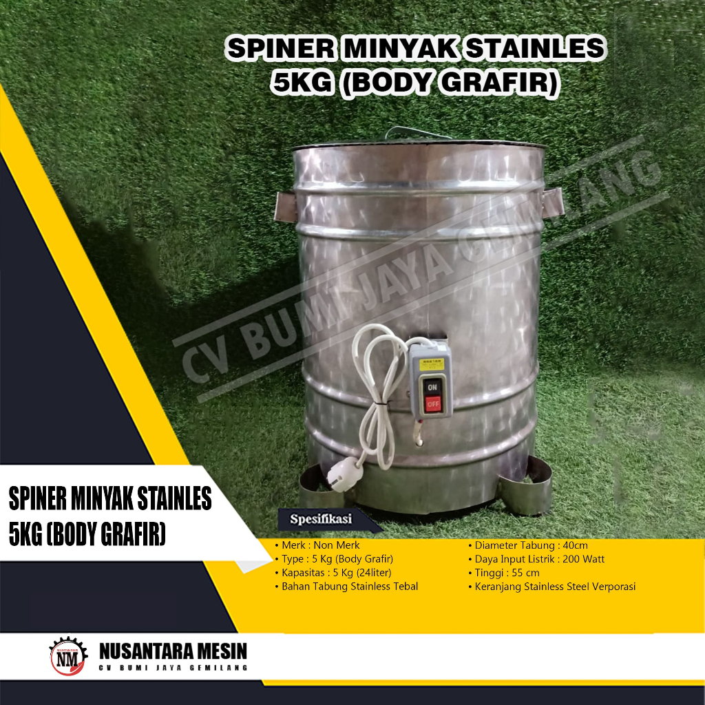 SPINNER MINYAK STAINLESS 5 KG BODY GRAFIR