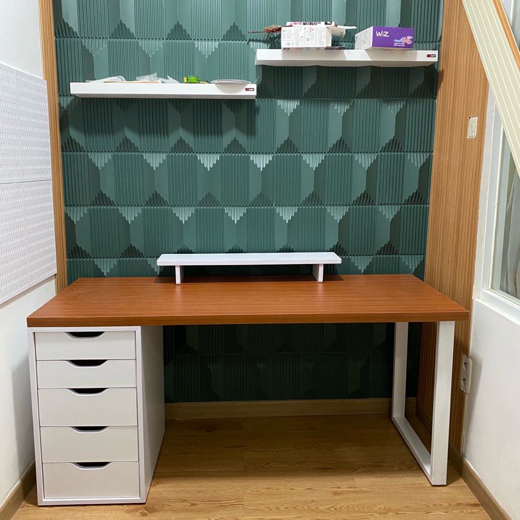 meja minimalis - meja drawer kaki besi - custom