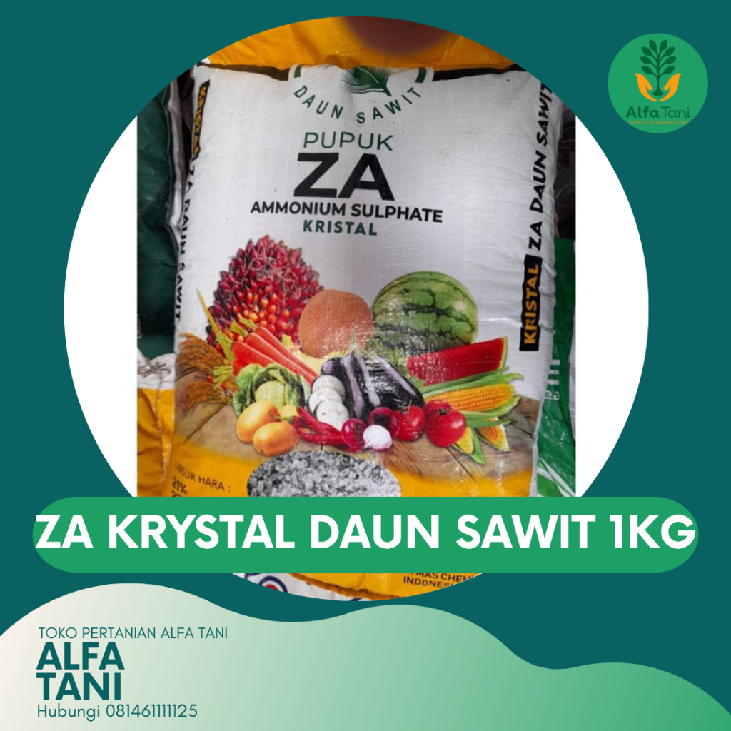 Pupuk ZA Kristal Daun Sawit Ammonium Sulfat Kemasan repack 1KG