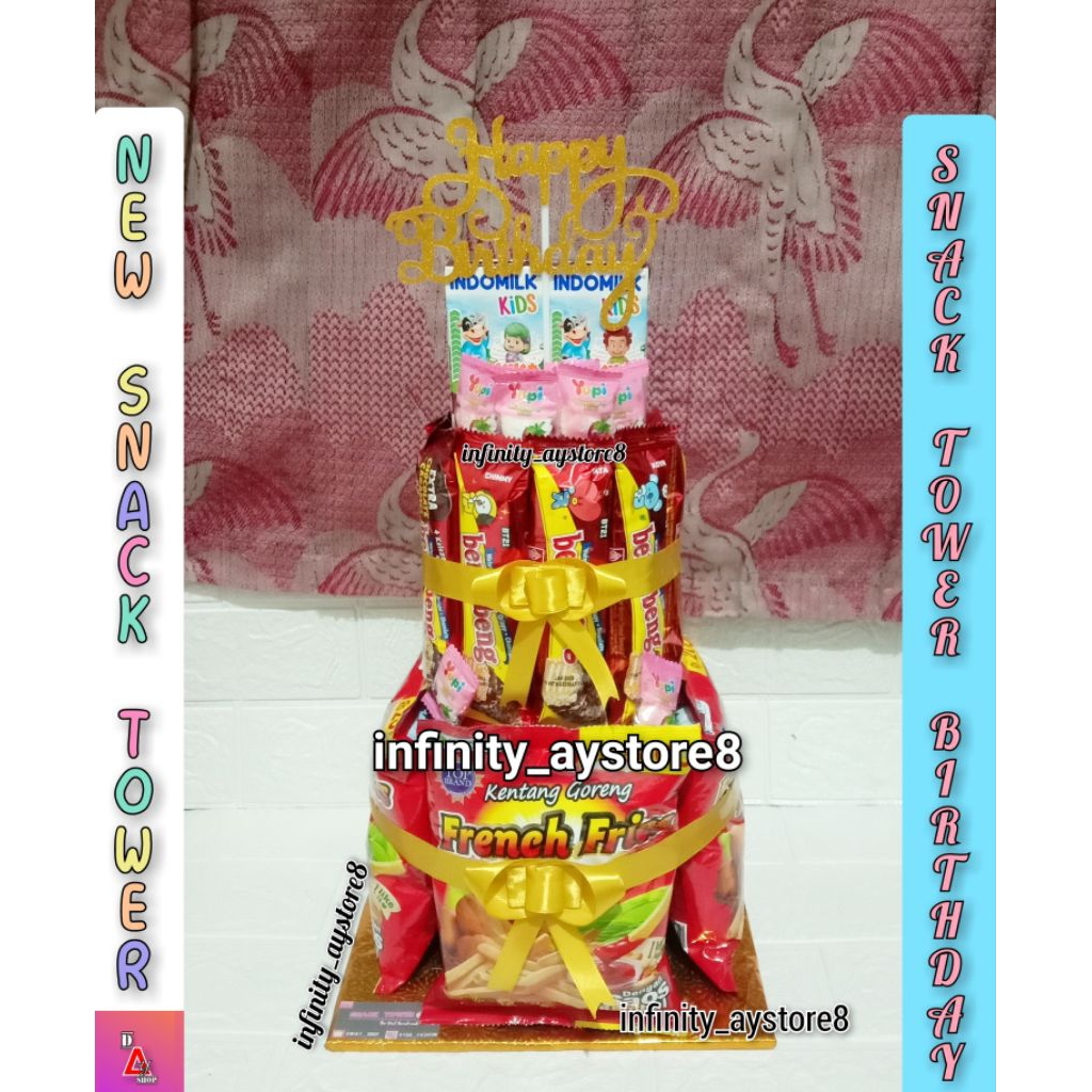 

SNACK TOWER BIRTHDAY / KUE ULTAH TERBARU / HADIAH ULTAH / HADIAH WISUDA / HADIAH KHITANAN