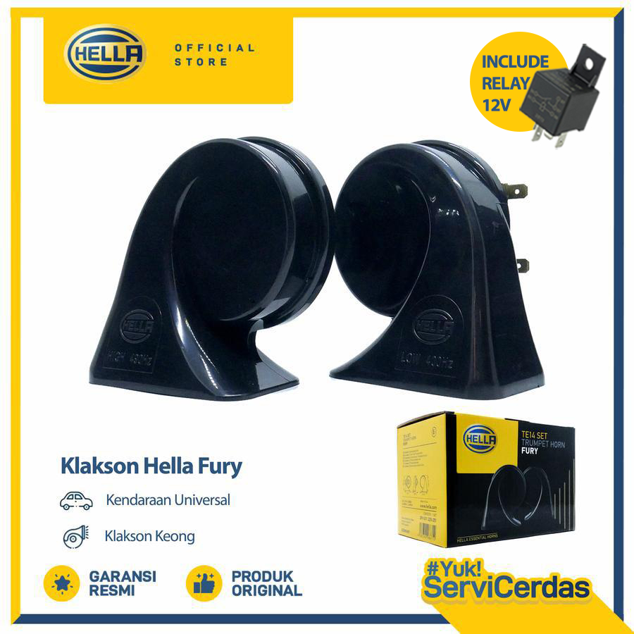 Klakson Mobil Keong Hella Fury 12V Include Relay - Klakson Motor
