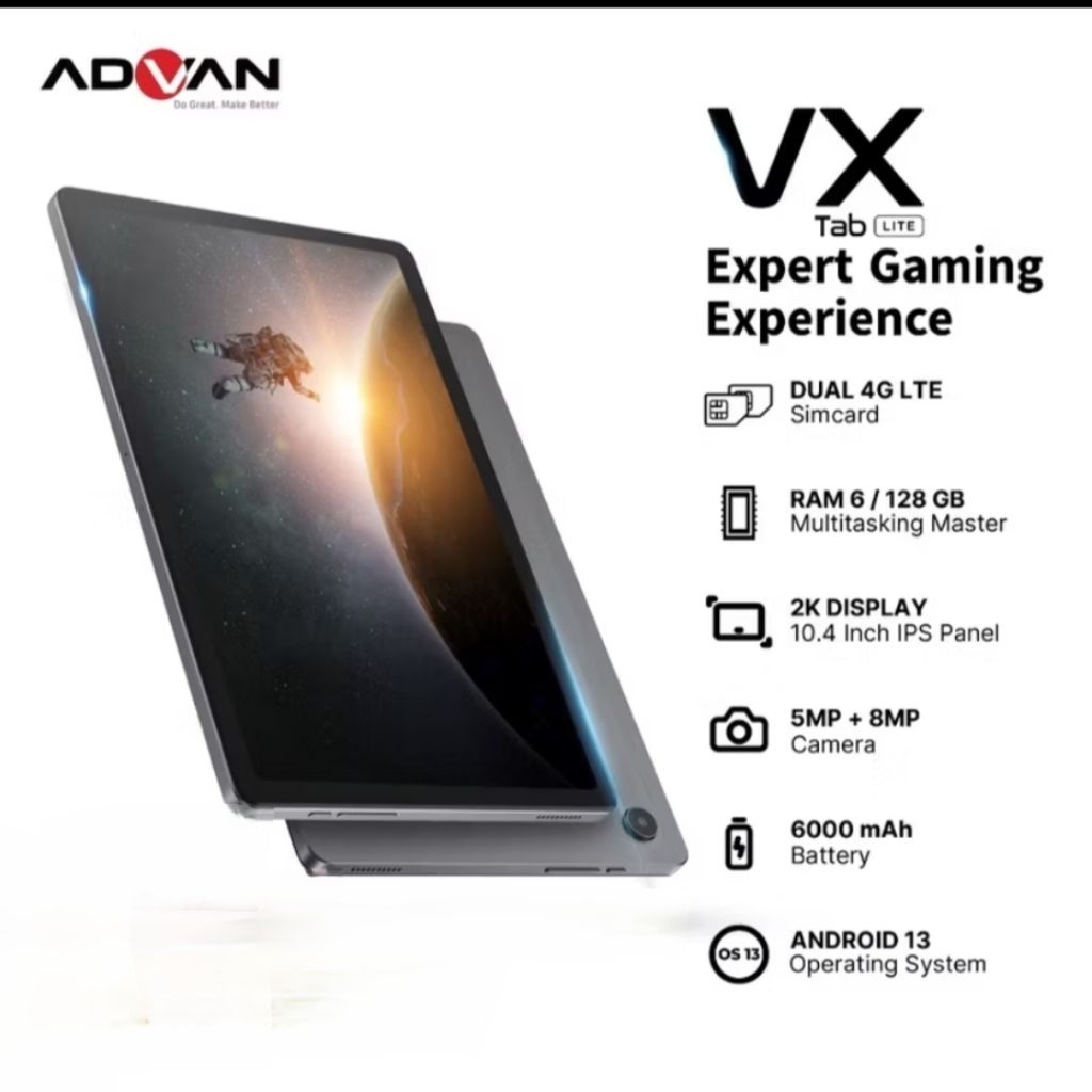 Advan VX Lite tablet tab advan vx lite 6/128 lte garansi resmi advan indonesia