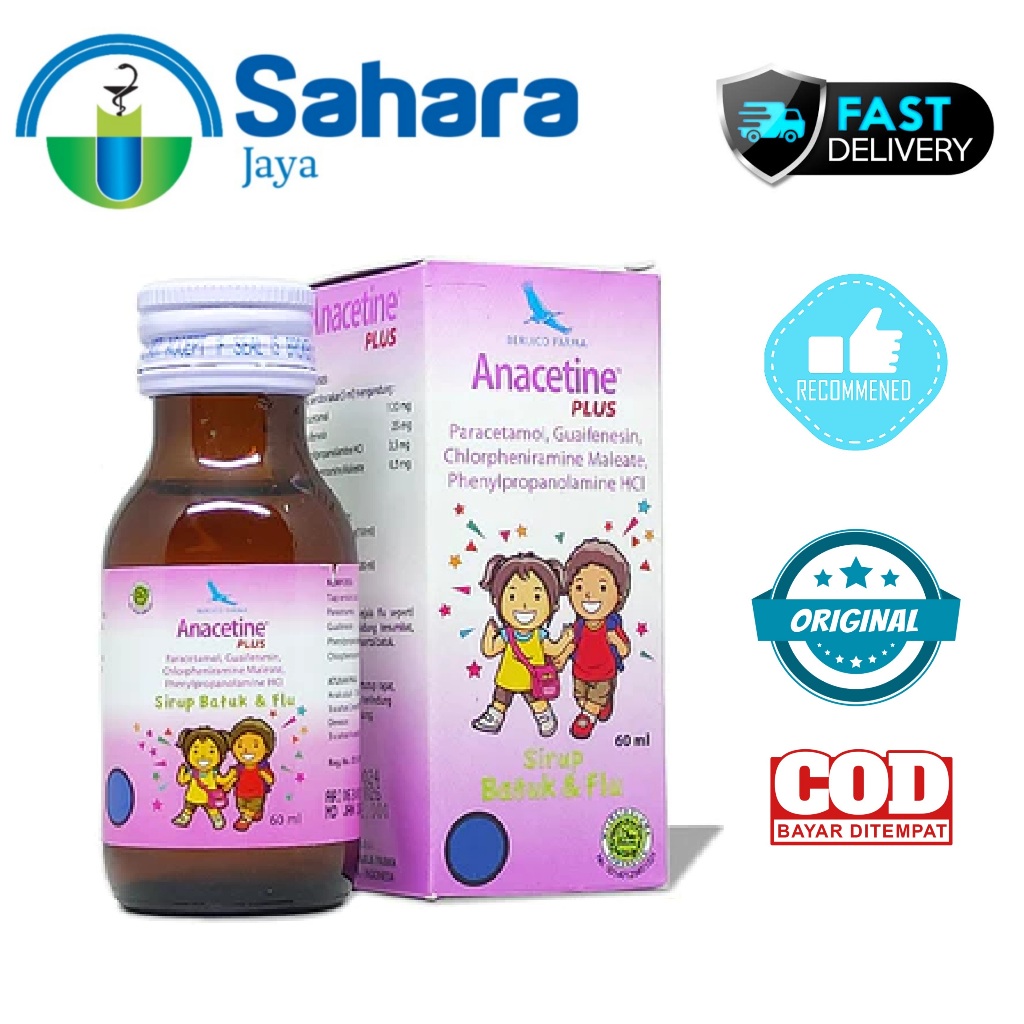 [SJ] Anacetine Plus Sirup 60 ml - Obat Batuk Pilek Demam Anak