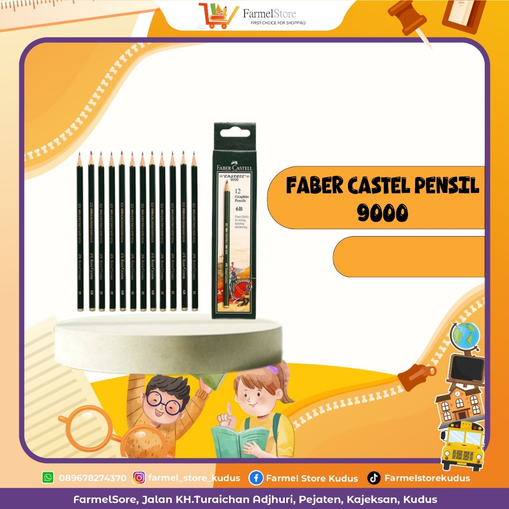 

FABER CASTELL Pensil 2B kode 9000 (Isi 3,6pcs)
