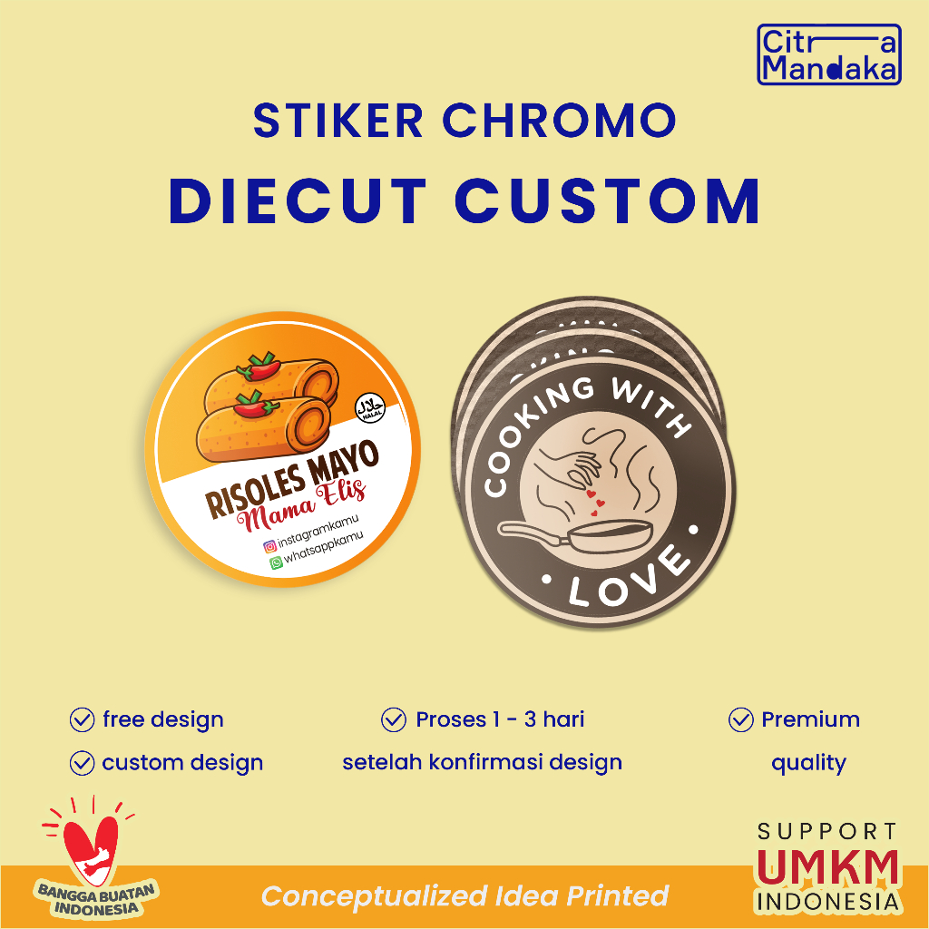 

Cetak Sticker Bulat Chromo Die Cut | Stiker Botol Minumal Label Custom | Label Makanan | Logo Makanan | Stiker Nama Custom