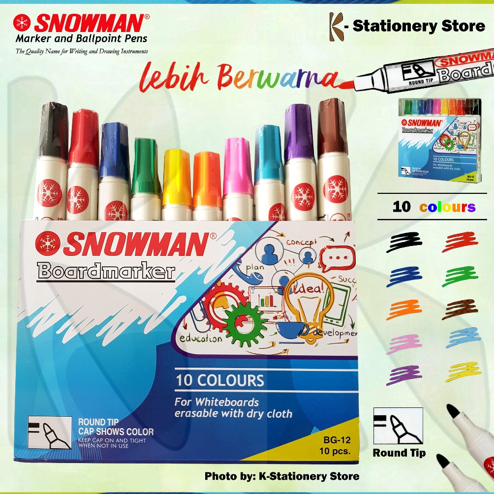 

KODE X82O Spidol Papan Tulis Whiteboard Marker Snowman Assorted 1 Colours