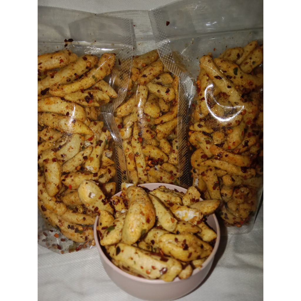 

Basreng pedas daun jeruk chili oil+bumbu kencur 100gr