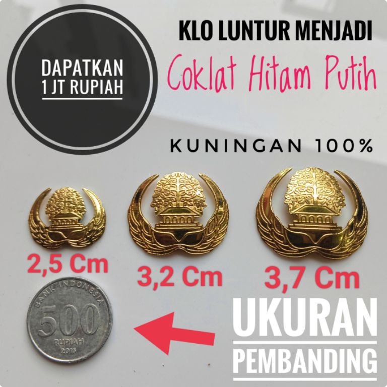 KODE Q13K Pin Korpri Kuningan Asli  Pin Korpri F  Anti Luntur Selamanya  Double Magnet
