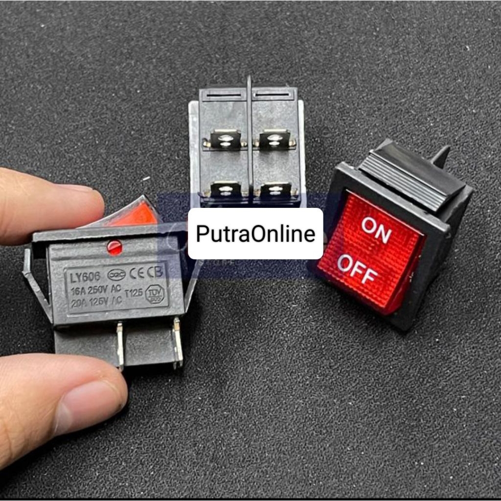Saklar 4 Kaki On Off Lampu Merah Besar / Switch 4 Pin Besar  (Kualitas Bagus)