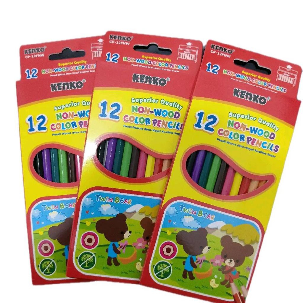 

Kenko Pensil Warna Panjang CP-12FNW Stationery [1 Lusin] - 12 Warna Berkualitas Tinggi Non-Wood Color Pencils