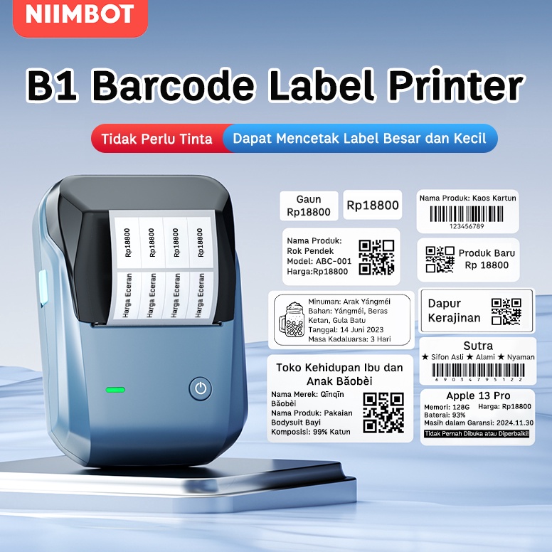 

KODE C82Z NIIMBOT B1 Printer Label Pembuat Label Portabel Bluetooth lebar 25mm