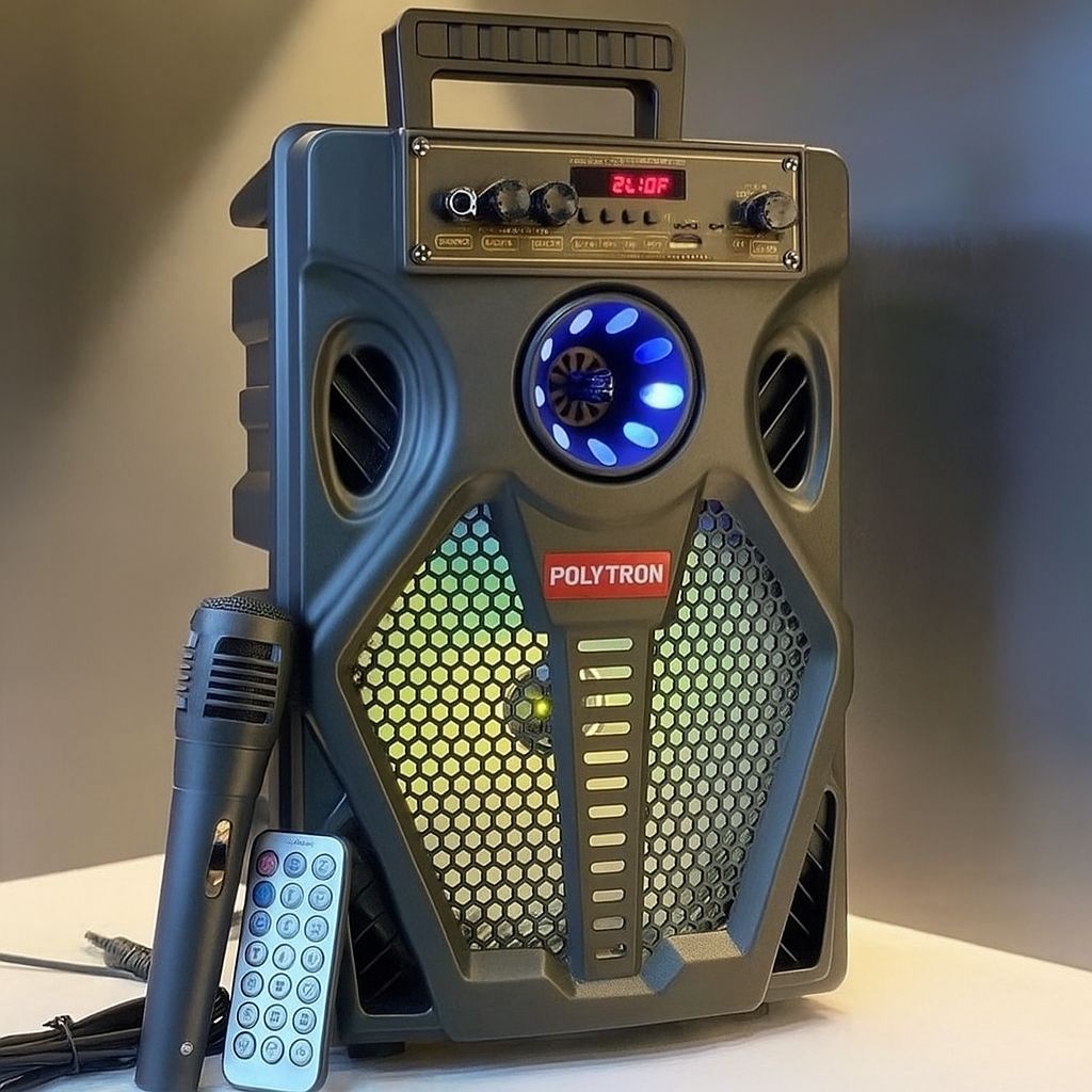 Speaker Bluetooth Karaoke Kimiso / Polytron Qs-7807Led  With Microphone Karaoke