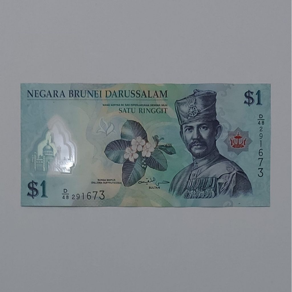 Brunei Darussalam Dolar Uang Asing Kuno 1 One Dolar Polymer