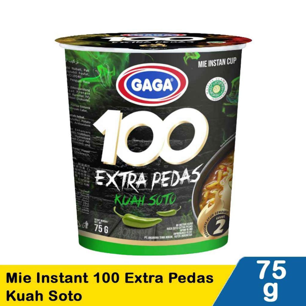 

Gaga Mie 100 Extra Pedas Kuah Soto Cup 75Gr