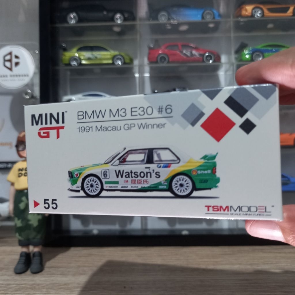 Custom Box #55 BMW M3 E30 #6 1991 Macau GP Winner MiniGT