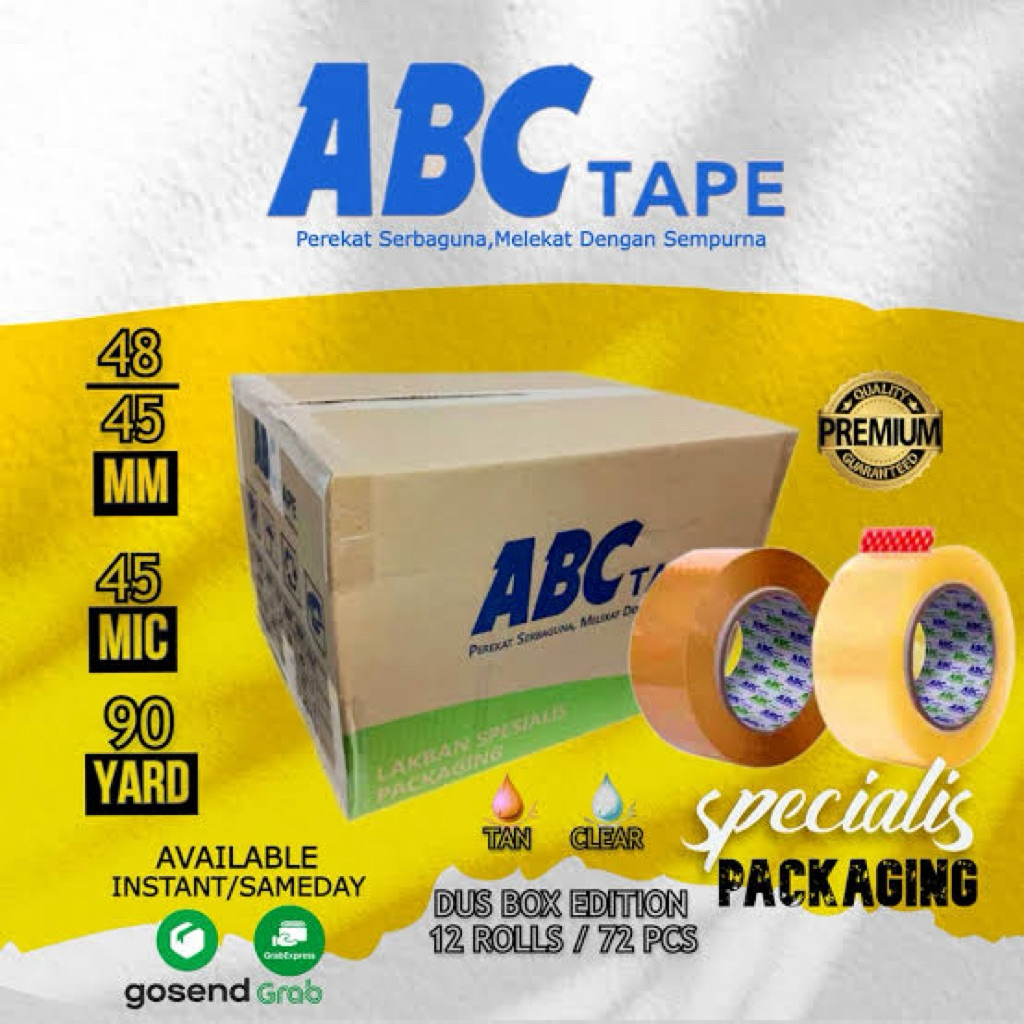 

Lakban Abc Bening Coklat ABC Tape perekat Serbaguna 2inc Dus isi 72 RoL 45MM 90 Yards