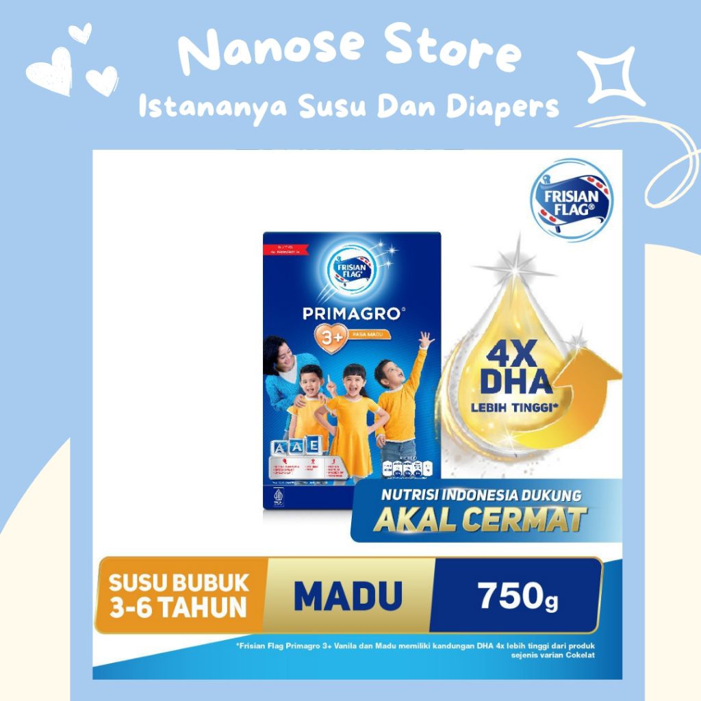 Frisian Flag Primagro 3+ (Usia 3-6 tahun) 750 gram rasa Madu | Susu Formula Primagro Nutrisi Tepat u