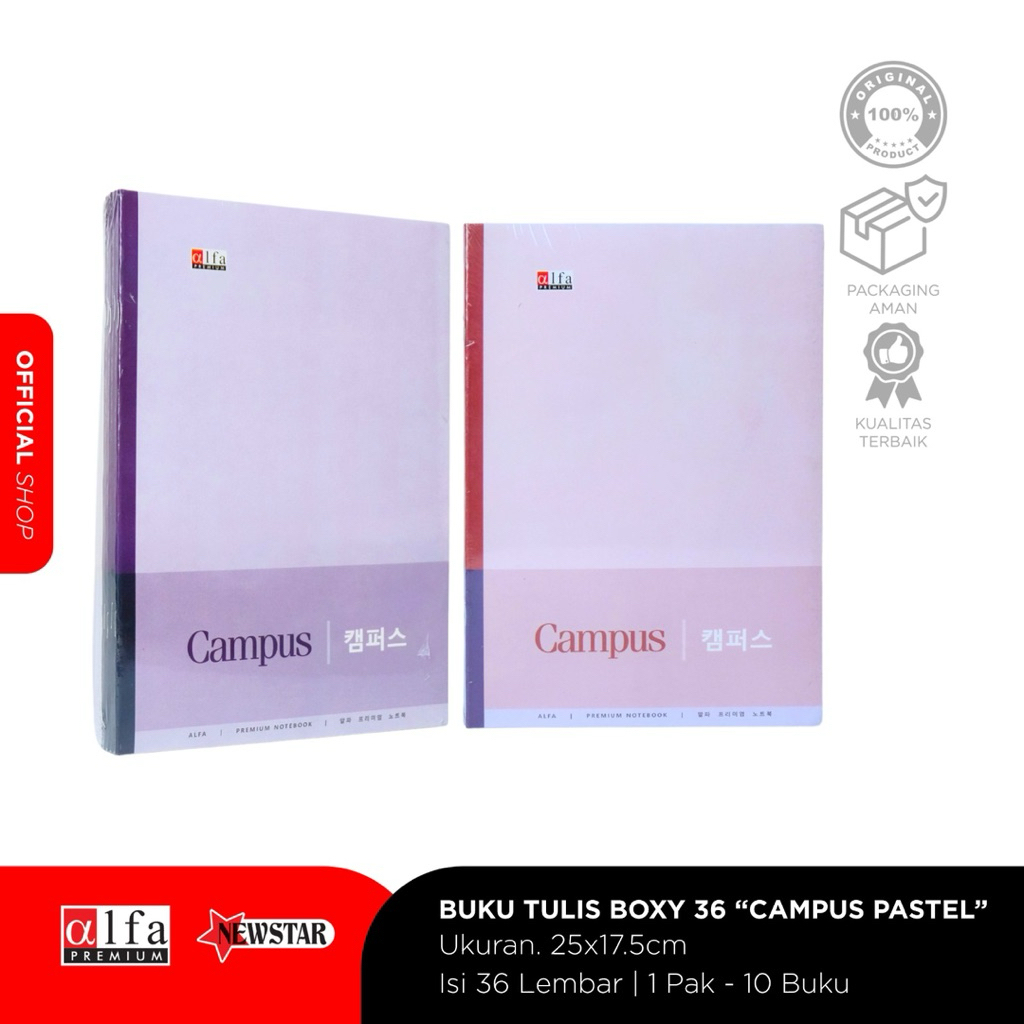 

Buku Tulis Boxy 36 Alfa CAMPUS Pastel