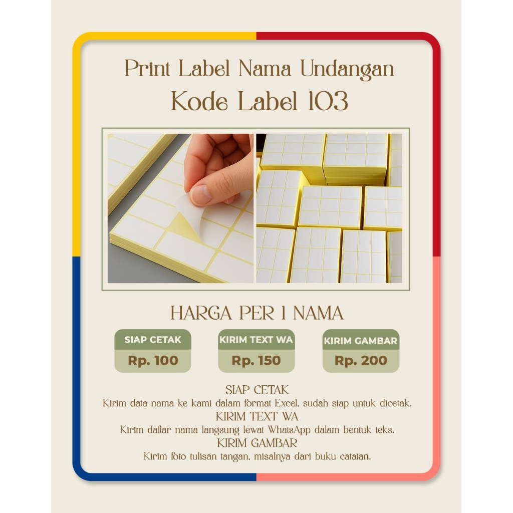 

Cetak Label Nama Undangan - Label Nama Siap Pakai - Stiker Nama Undangan Siap Temple