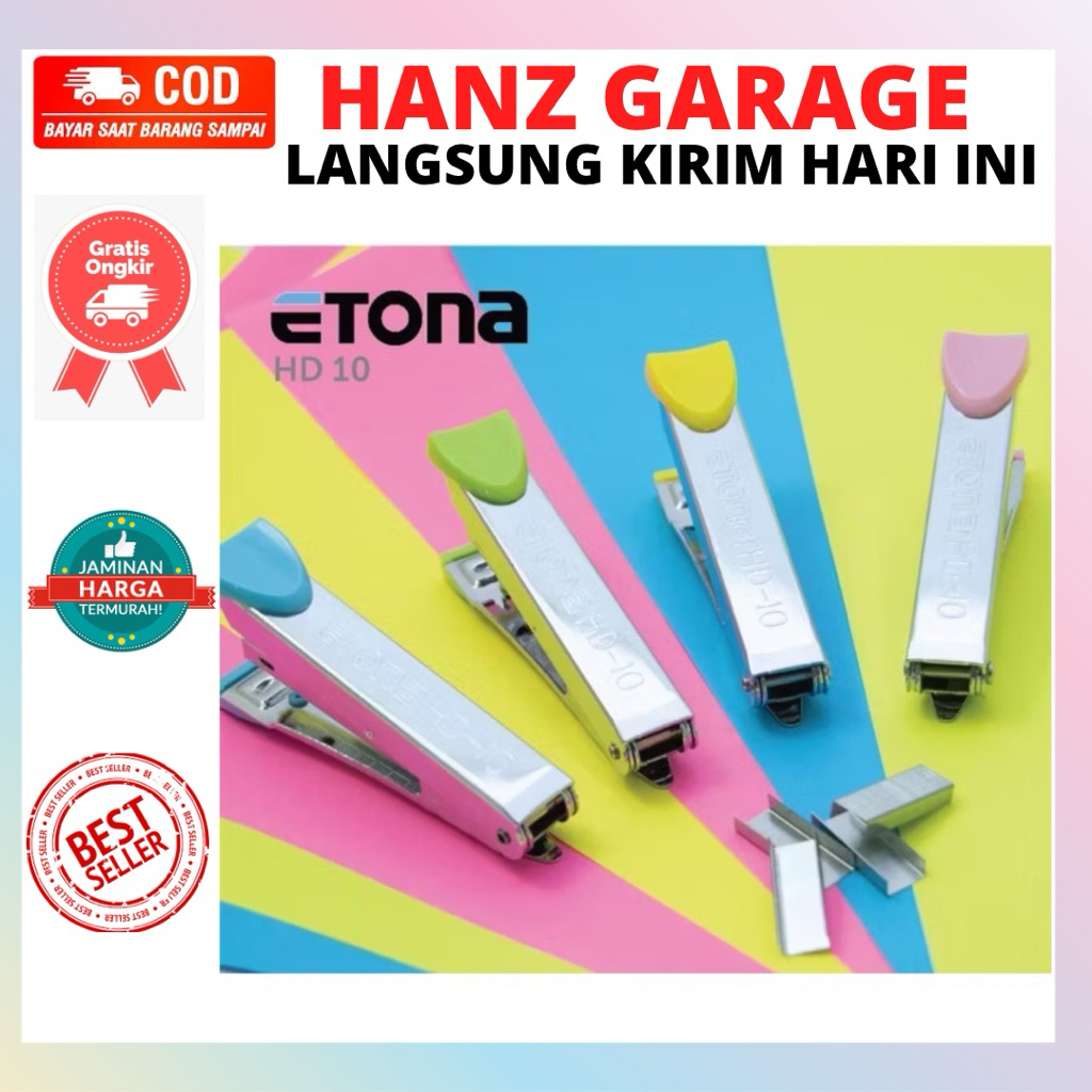 

stapler jepretan alat staples etona HD 10 stepler warna warni murah meriah