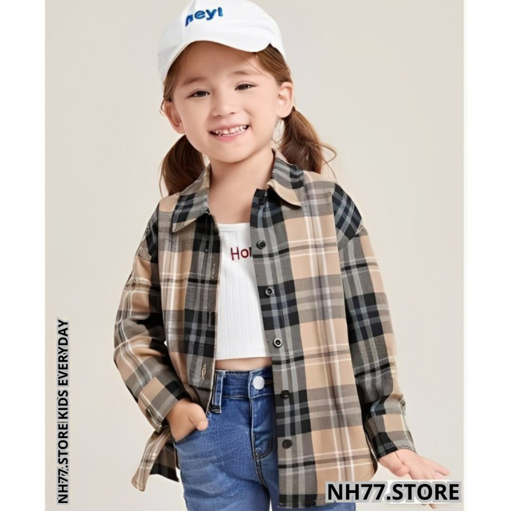 Kemeja Flanel Anak Perempuan Kotak-kotak Baju Cewek Premium Umur 2-13Tahun