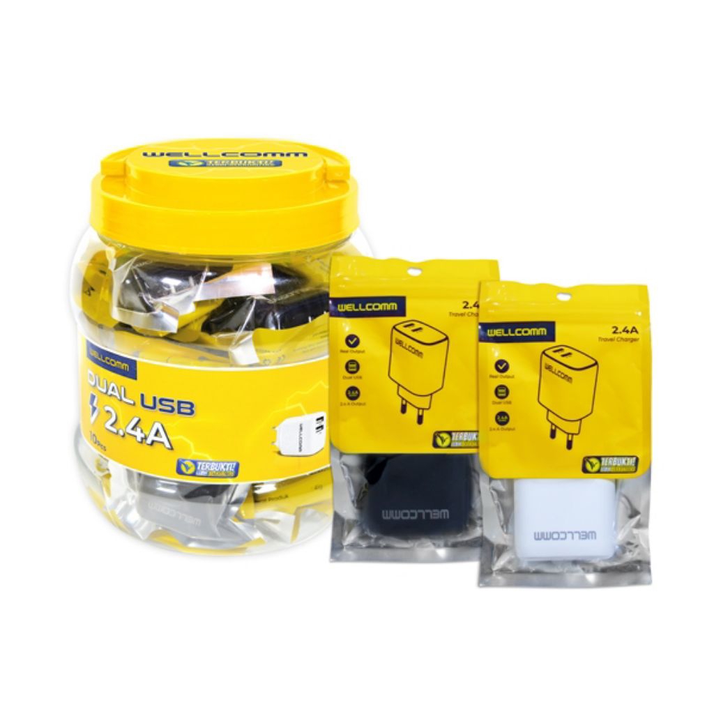 travel charger toples (batok kepala charger wellcomm isi 10) 2.4A