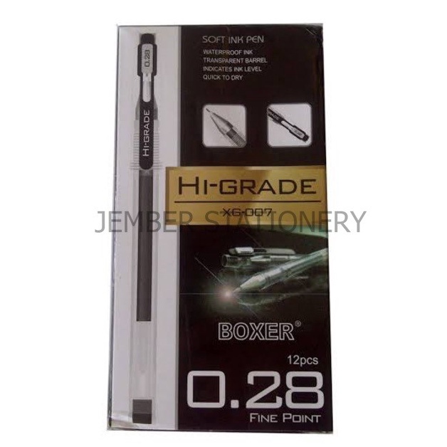 

KODE T97X 12 pcs Bolpen HIGRADE Boxer 28 MM Pulpen Higrade Hitam Biru Higrade