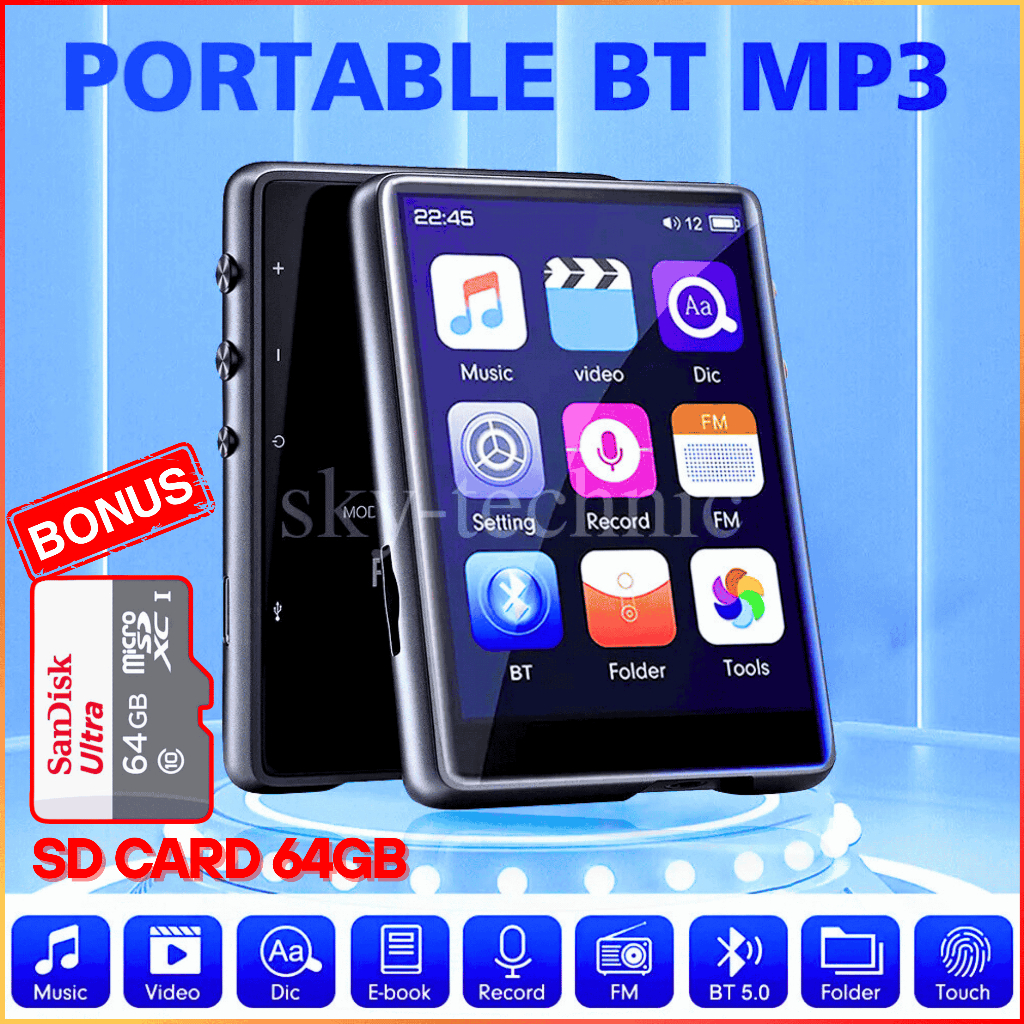 NEW COD OCCKIC MP3 Mini Player Bluetooth Audio Digital Touchscreen 500mAh + Memori SD Card 64GB - S6