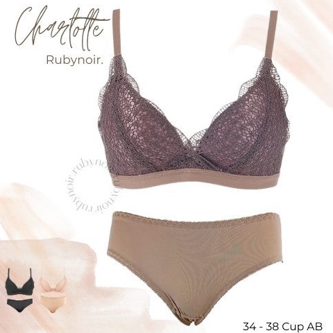 KODE D9E Charlotte Premium BRA  BH Set  CD Rubynoir Cup 34AB38AB Tanpa Kawat