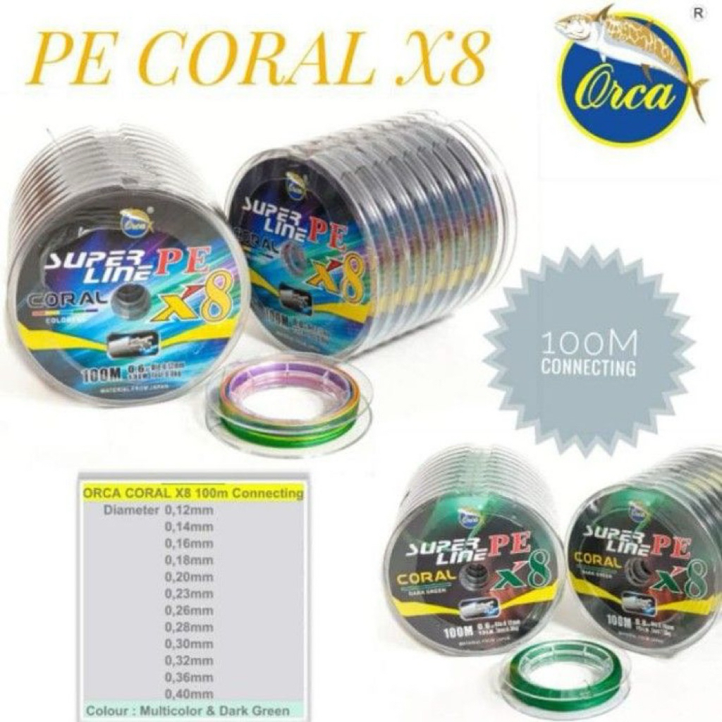 Senar PE Orca Coral X8 Multi Warna