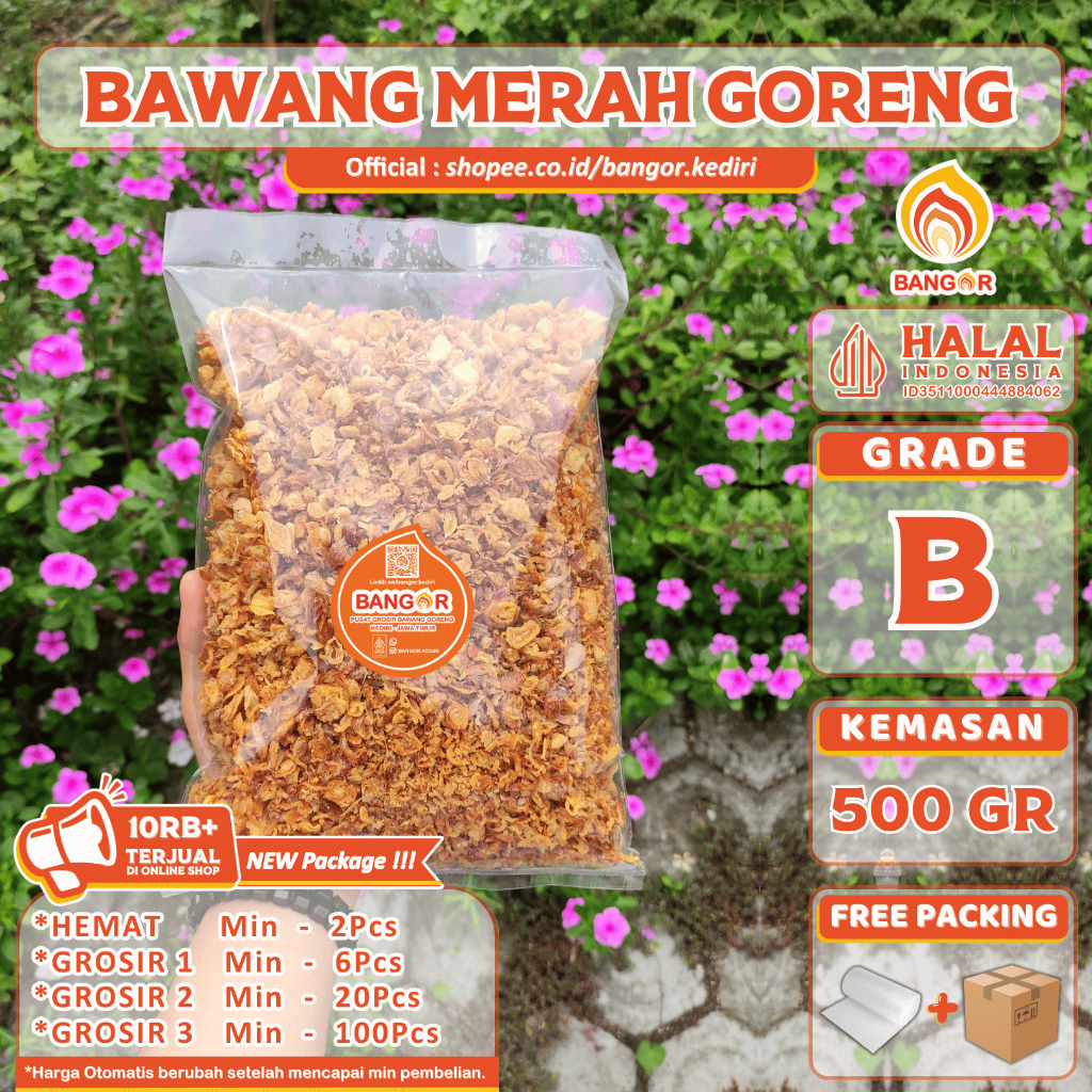 

MERAH-B [ 500 Gr ] Bawang Merah Goreng / Brambang Goreng, Grade B, Refill