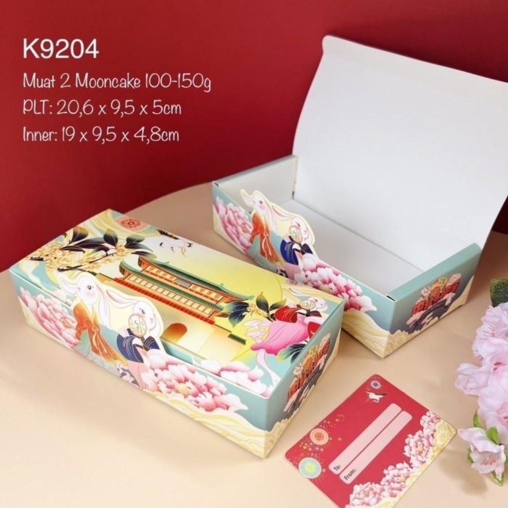 

TWO RABBIT PASTEL - Box mooncake 100-150gr isi 2 dus kue bulan kotak packaging mooncake 125gr mid autumn