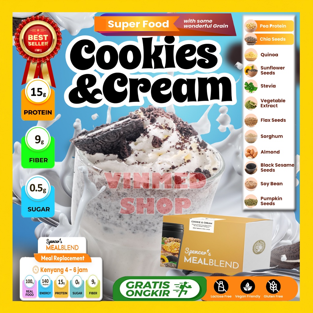 

Spencer's MealBlend Cookies n cream - Meal Replacement, Revolusi Ganti Makanan Spencer's MealBlend, Enak, Praktis, dan Bikin Tubuh Fit!