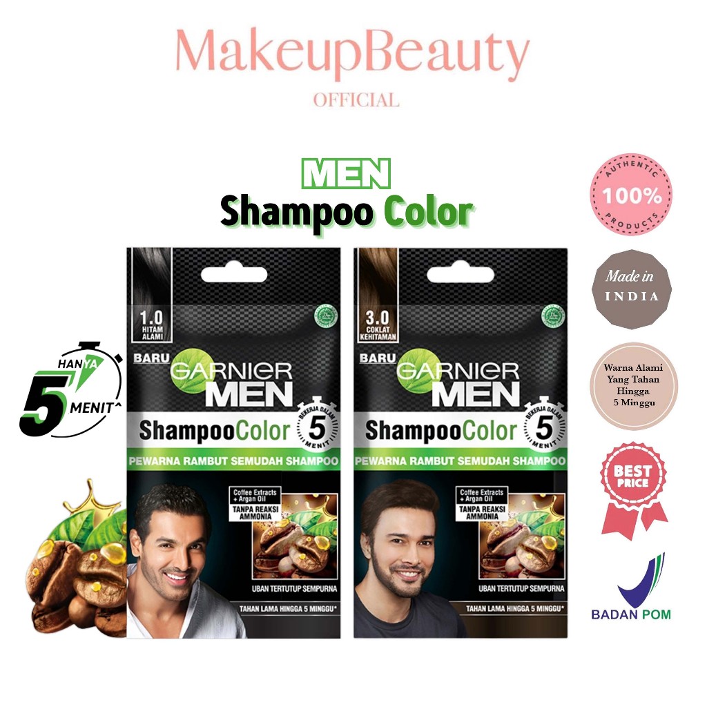 GARNIER Men Shampoo Hair Color - 1 Sachet | Pewarna Rambut Pria