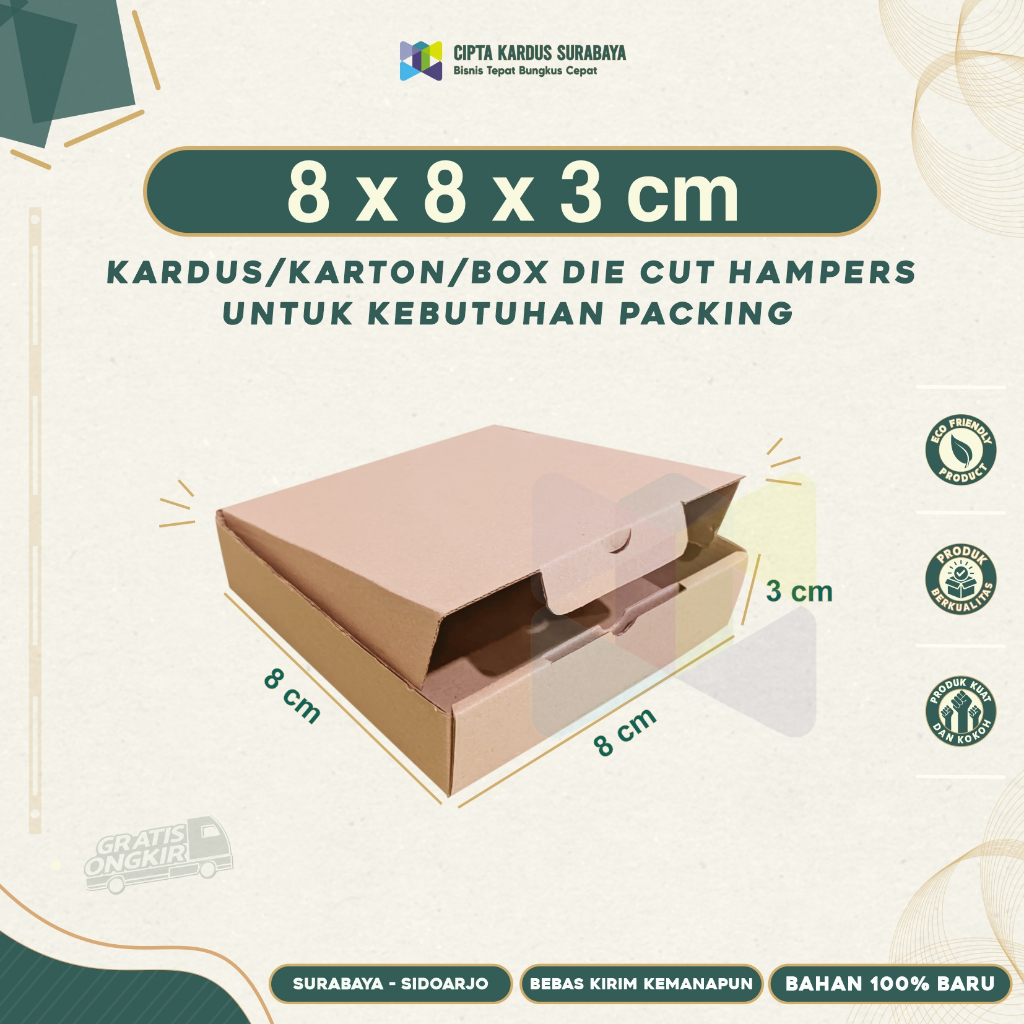 

Kardus Die Cut 8x8x3 | Box packing | Karton Packing