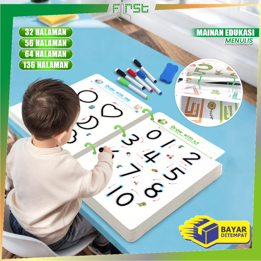 

FH-M386 Mainan Edukasi Menggambar Latihan Menulis Titik Dapat Dihapus Buku Set Magical Tracing Workbook / Buku Kerja Penelusuran Ajaib Anak Serbaguna