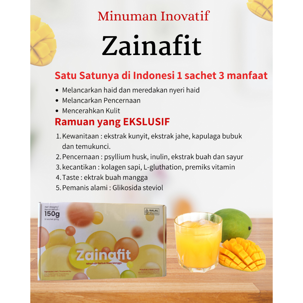 

Zainafit solusi lengkap untuk Kulit cerah, BAB lancar, Haid lancar dan meredakan nyeri Haid