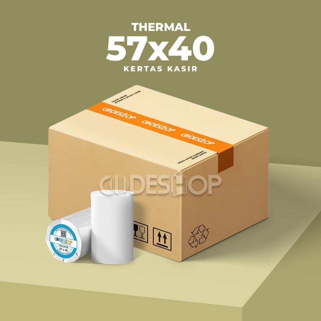 

Kertas Thermal Codeshop 57x40mm 57x40 Struk Kasir 57 x 40 mm 1 Dus 100 Roll 58mm