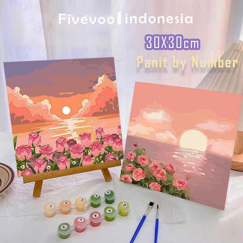 

FIVEVOO 30cm Paket Melukis Dilengkapi Dengan Nomor/Paket Melukis dan Mewarnai/ Paint By Number