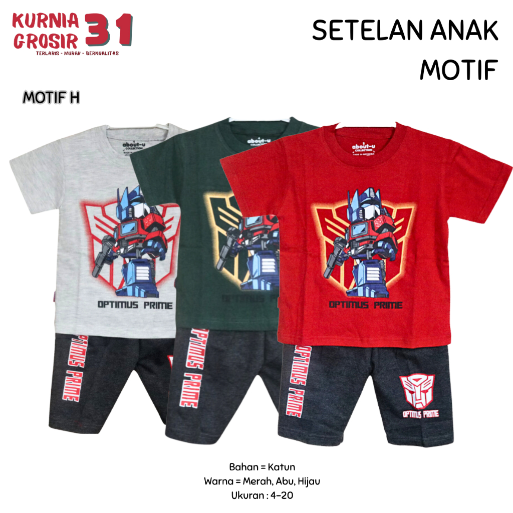 Setelan Anak DOMINO Motif H  / Baju Anak Usia 3-12 Th / Setelan Anak Lebaran Natal Tahun Baru  ukura