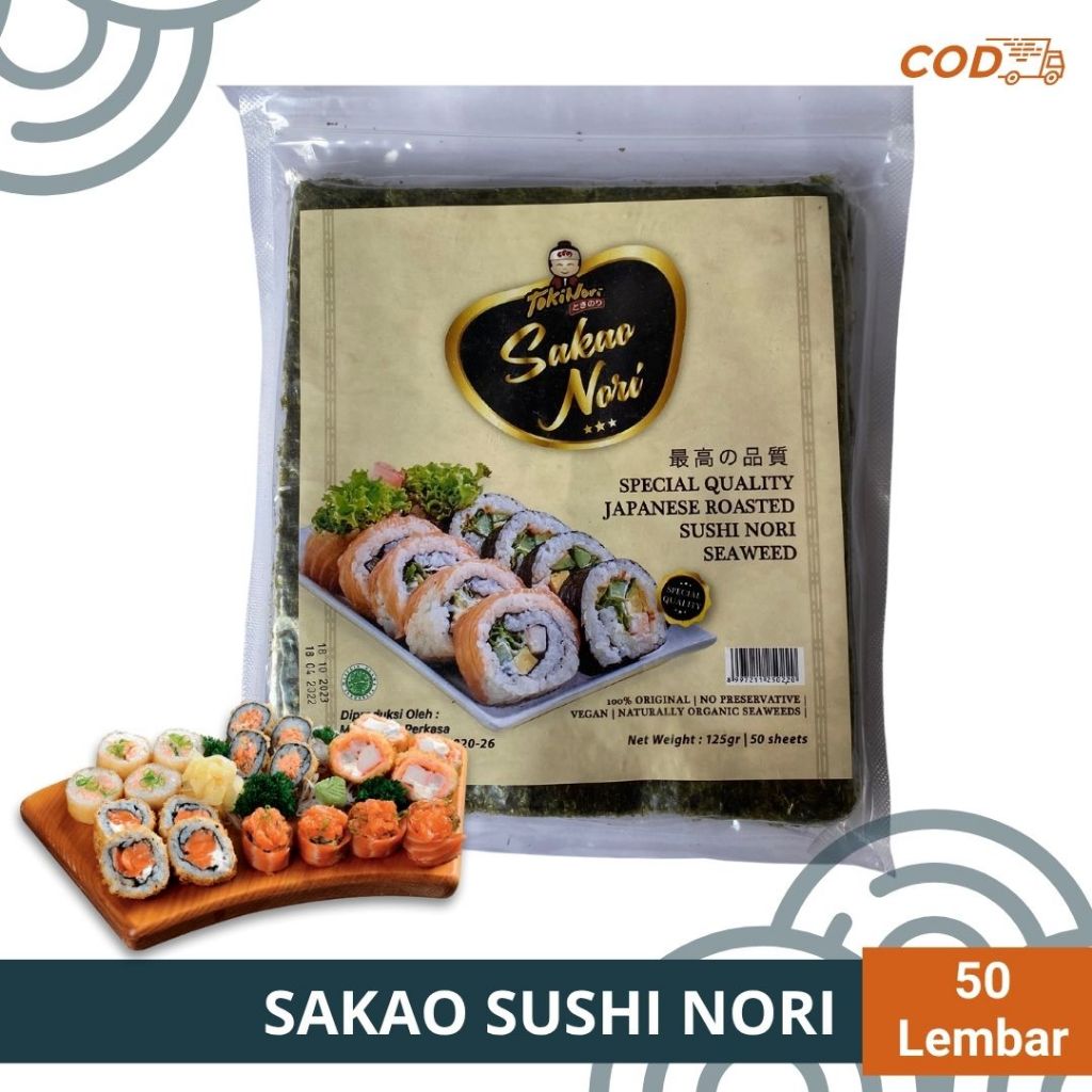 

Sakao Yaki Sushi Nori Seaweed 50 Sheets 125gr - Sakao Nori Rumput Laut isi 50 lembar