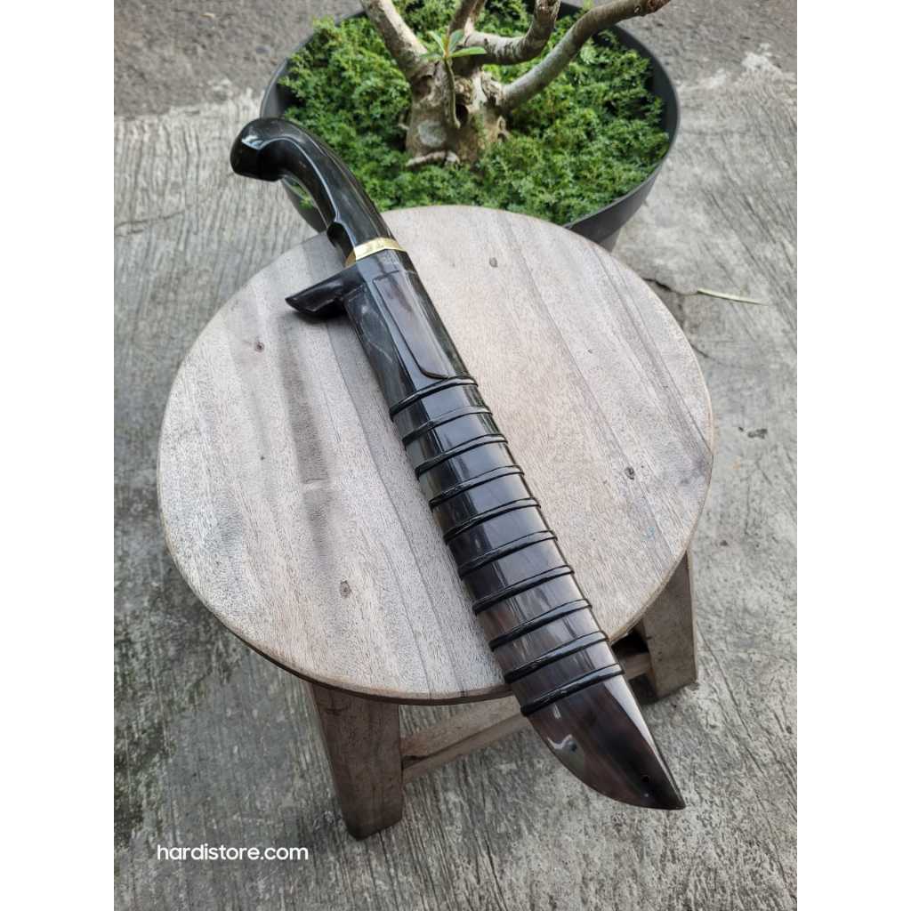 ID PISAU SEMBELIH 27 CM BAJA ELMAX, HANDLE DAN WARANGKA FULL TANDUK KEBO HITAM