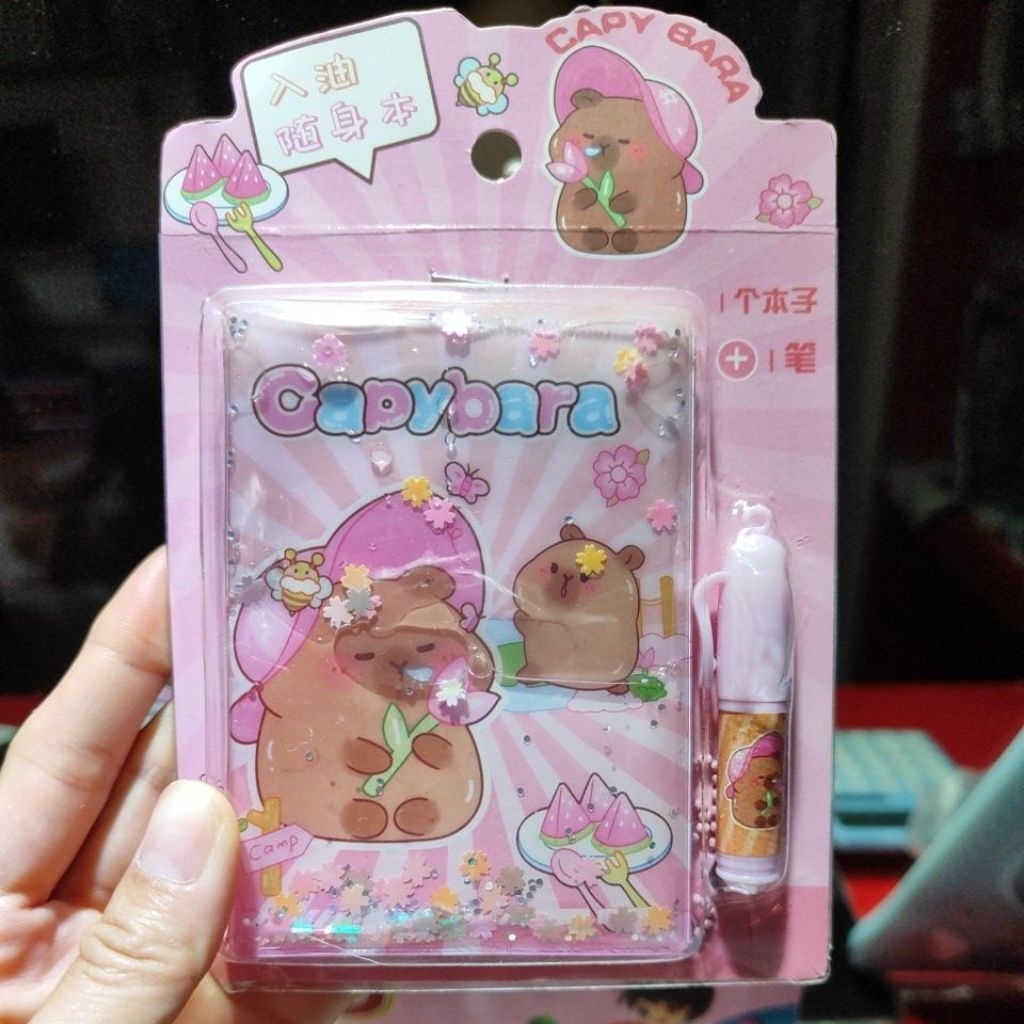 

NOTEBOOK CAPYBAR4 sampul mika isi air glitter memo kecil
