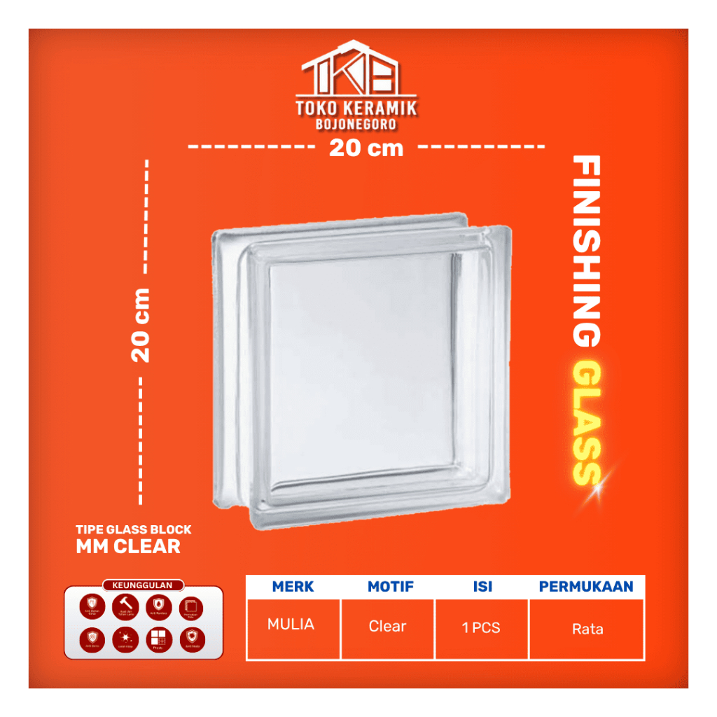 Glass Block Mulia MM Clear 20x20 cm