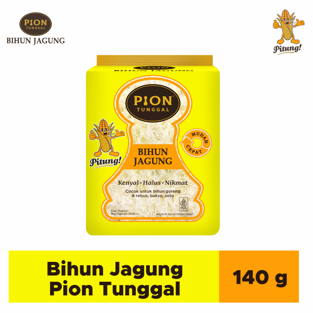 

BIHUN JAGUNG PION TUNGGAL KUNING 140 GRAM