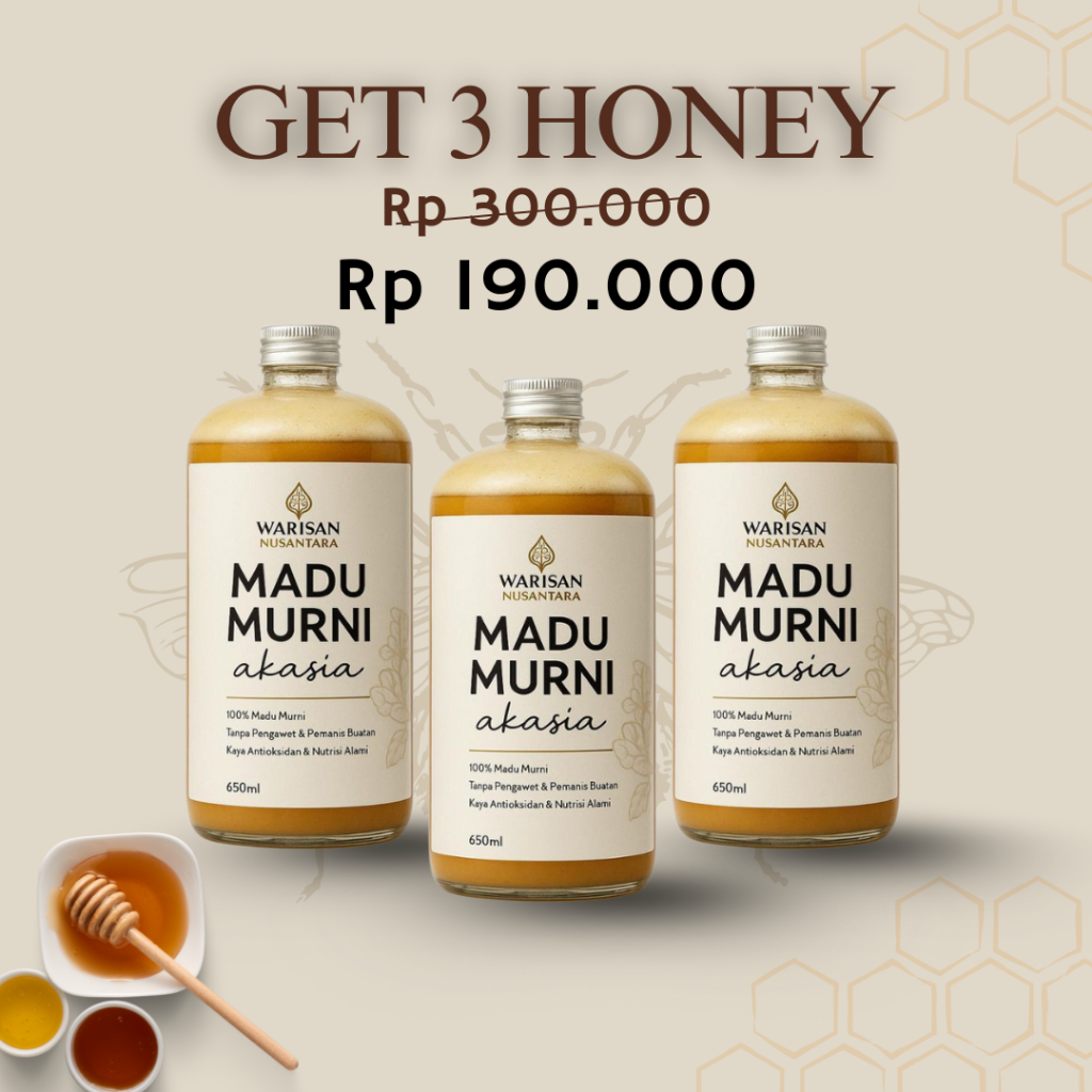 

Warisan Nusantara - PROMO BUNDLING 3 - Madu Murni Akasia Raw Honey 650 Gram